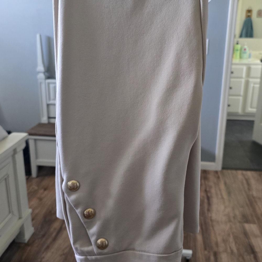 Christian Siriano Cream Dress Pants with Gold Buttons